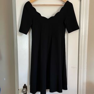 ASOS maternity black stretch scalloped skater dress EUC